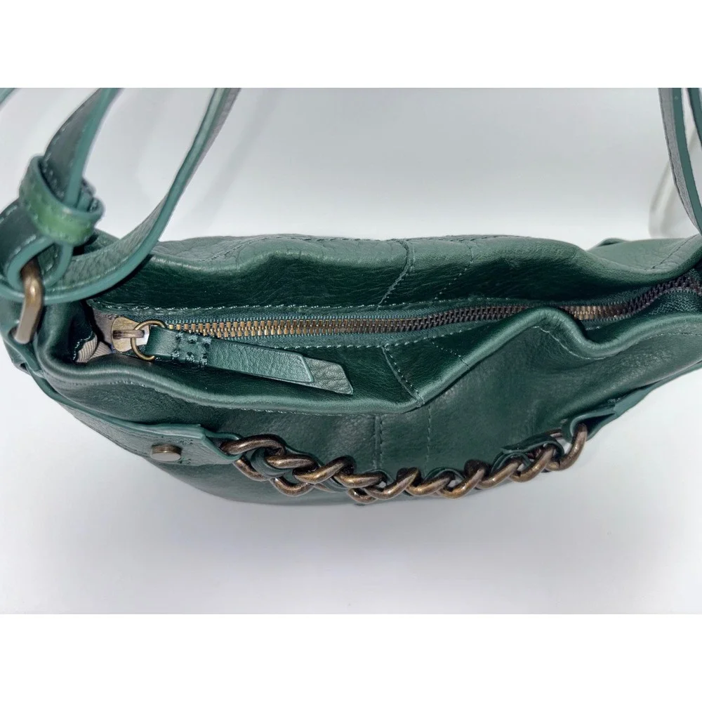 AMERICAN LEATHER CO. Leather Bucket Bag Elton Handbag Hobo Crossbody Green
